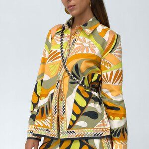 Zara Swirl Printed 60s 70s retro vibes vacay vacation Shirt top S SM Small